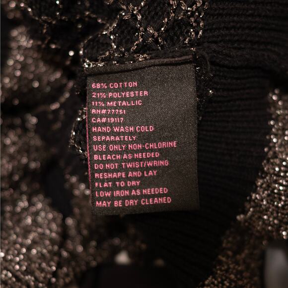 Betsey Johnson Vintage Y2K Cropped Cardigan Black Metallic Ruffle Y2K SZ M - Picture 6 of 6